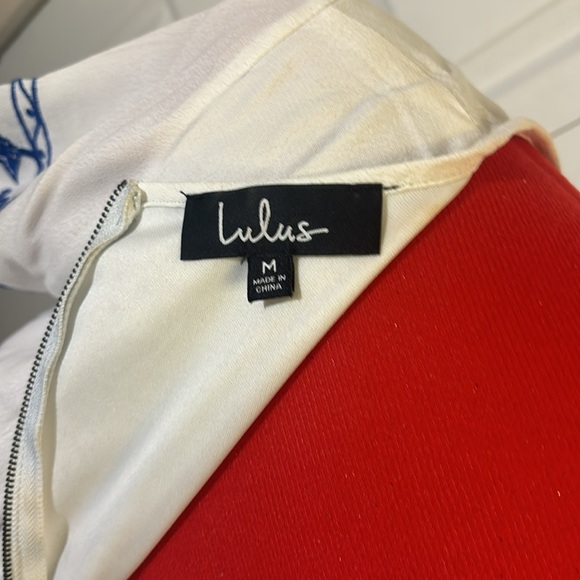 Lulus Embroidered White and Navy Dress - Picture 3 of 3